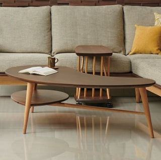 CIVILしずく型リビングテーブル(ウォールナット+オーク)