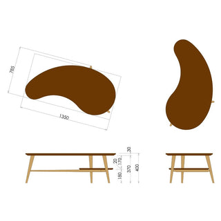 CIVILしずく型リビングテーブル(ウォールナット+オーク)