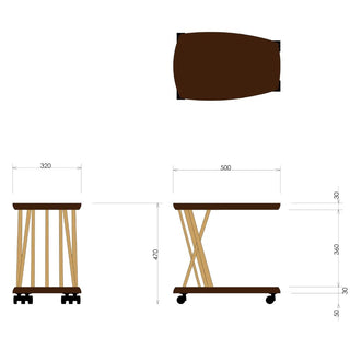 CIVILプチテーブル CP98K(ウォールナット+オーク)