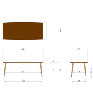 CIVIL CDTダイニングテーブル(ウォールナット+オーク)W1350~2100