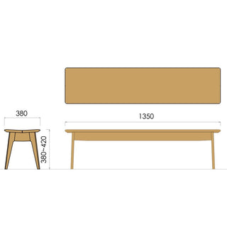 ELES板座ベンチ NDC(1200~1650)(オーク)