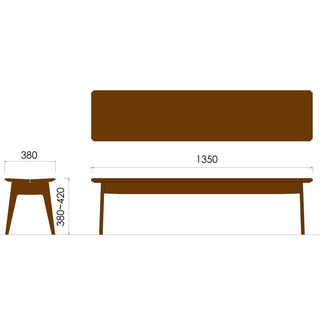 ELES板座ベンチ NDC(1200~1650)(ウォールナット)