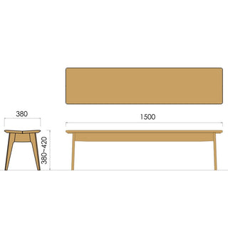 ELES板座ベンチ NDC(1200~1650)(オーク)