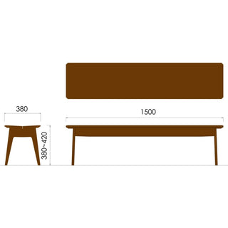 ELES板座ベンチ NDC(1200~1650)(ウォールナット)