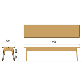 ELES板座ベンチ NDC(1200~1650)(オーク)