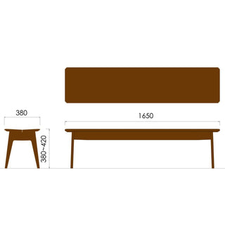 ELES板座ベンチ NDC(1200~1650)(ウォールナット)
