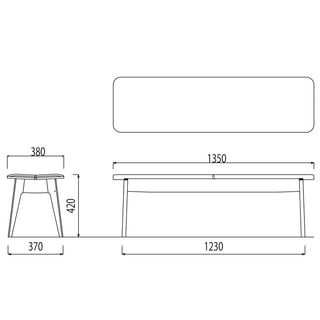 ELES カバーリングベンチNDC15W(1350)(ウォールナット)