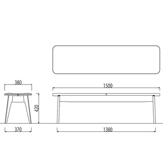 ELES カバーリングベンチNDC16W(1500)(ウォールナット)