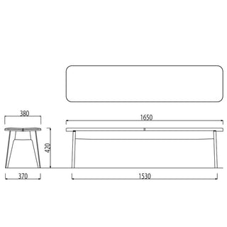 ELES カバーリングベンチNDC17W(1650)(ウォールナット)