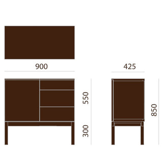 ELES 片側引出しローボードNK81R/LW(ウォールナット)