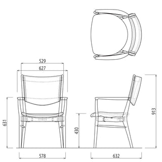 灑(セン) アームチェアSDC02W(ウォールナット)