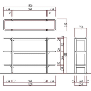 灑(セン) 3段タイプシェルフ(SLP33~37A)(オーク)
