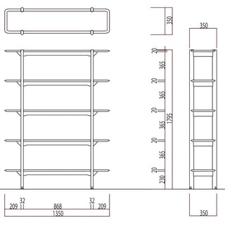 灑(セン) 5段タイプシェルフ(SLP53~57A)(オーク)