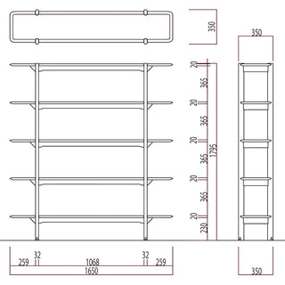 灑(セン) 5段タイプシェルフ(SLP53~57A)(オーク)