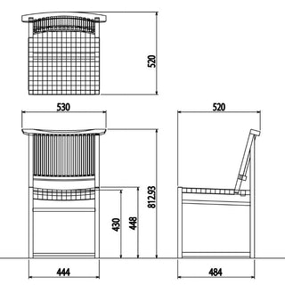 Takayama Wood Worksダイニングサイドチェア W520A/K (アクリルテープ仕様)