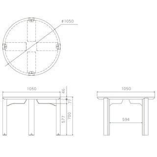 SHIRASUラウンドテーブル シラス塗装灰(Φ1050/1200)(オーク)