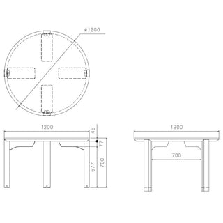 SHIRASUラウンドテーブル シラス塗装灰(Φ1050/1200)(オーク)