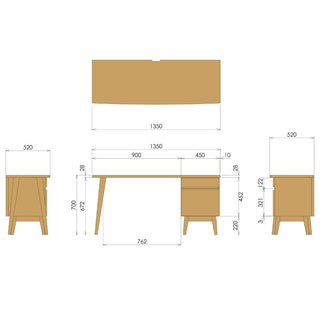 CIVILデスク CDN5〜8A(1350・1500・1800)(オーク)