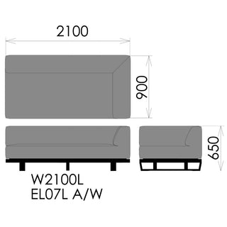 MODE 3人掛け片肘ソファ EL07 R/L:W(ウォールナット)