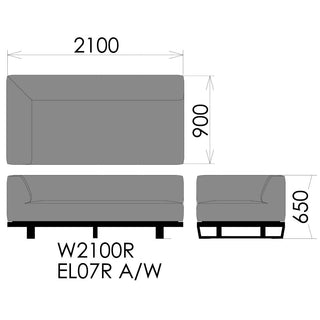 MODE 3人掛け片肘ソファ EL07 R/L:W(ウォールナット)