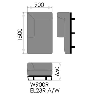 MODE 片肘カウチソファ EL23 R/L:W(ウォールナット)