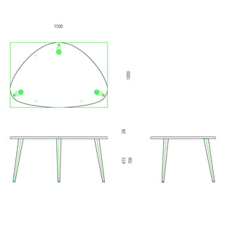 LEI トライアングルテーブルLDT35Fブナ(W1500 × D1000)