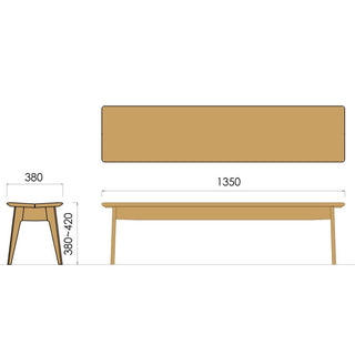 ELES板座ベンチ NDC(1200～1650)(オーク)