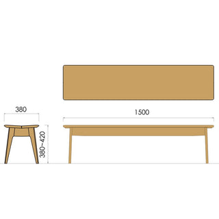 ELES板座ベンチ NDC(1200～1650)(オーク)