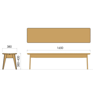 ELES板座ベンチ NDC(1200～1650)(オーク)