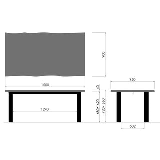 PREMIUM TABLE耳付きプレミアムテーブル4本脚(1500～1950)(専用P色)