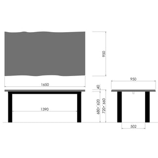 PREMIUM TABLE耳付きプレミアムテーブル4本脚(1500～1950)(専用P色)