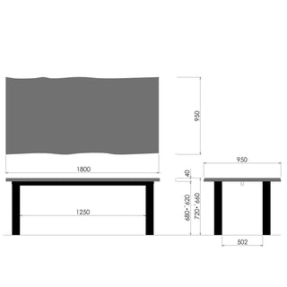 PREMIUM TABLE耳付きプレミアムテーブル4本脚(1500～1950)(専用P色)