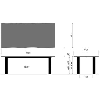 PREMIUM TABLE耳付きプレミアムテーブル4本脚(1500～1950)(専用P色)