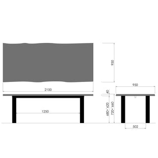 PREMIUM TABLE耳付きプレミアムテーブル4本脚(2100～2400)(専用P色)