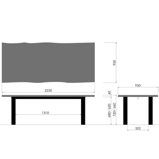 PREMIUM TABLE耳付きプレミアムテーブル4本脚(2100～2400)(専用P色)