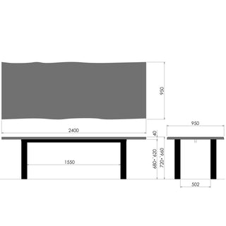 PREMIUM TABLE耳付きプレミアムテーブル4本脚(2100～2400)(専用P色)