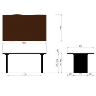 PREMIUM TABLE耳付きプレミアムテーブル パネル脚(1500～1950)(専用P色)