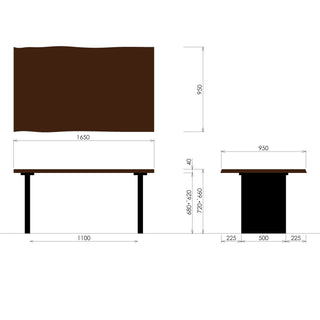 PREMIUM TABLE耳付きプレミアムテーブル パネル脚(1500～1950)(専用P色)