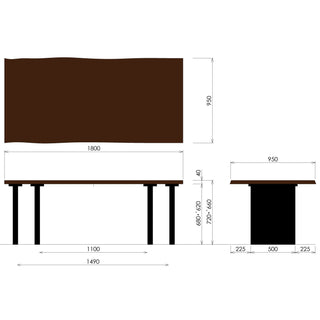 PREMIUM TABLE耳付きプレミアムテーブル パネル脚(1500～1950)(専用P色)