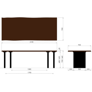 PREMIUM TABLE耳付きプレミアムテーブル4本脚(2100～2400)(専用P色)