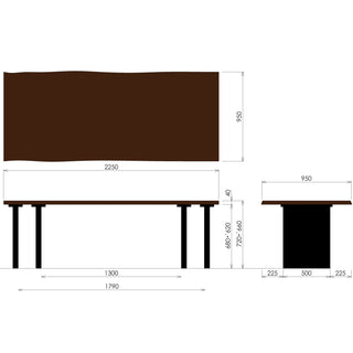 PREMIUM TABLE耳付きプレミアムテーブル パネル脚(2100～2400)(専用P色)