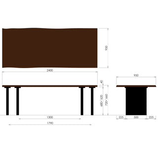 PREMIUM TABLE耳付きプレミアムテーブル パネル脚(2100～2400)(専用P色)