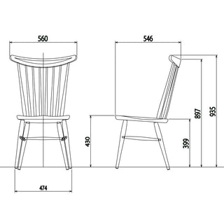 KURA WINDSOR COMB BACKサイドチェア　W552A/K